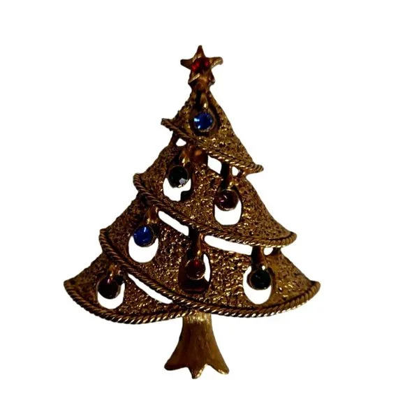 Jonette Jewelry Vtg Signed Jj Jonette Christmas Tree Brooch